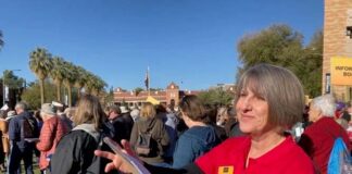 Bimi Huebner warmly greeting visitors at the Tucson Festival of Books.
