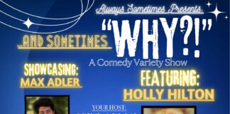Halloween Comedy Show Flyer featuring Sara Sometimes as the Pawlitical Cat Lady, with Max Adler, Holly Hilton, and Steven Black in Tucson